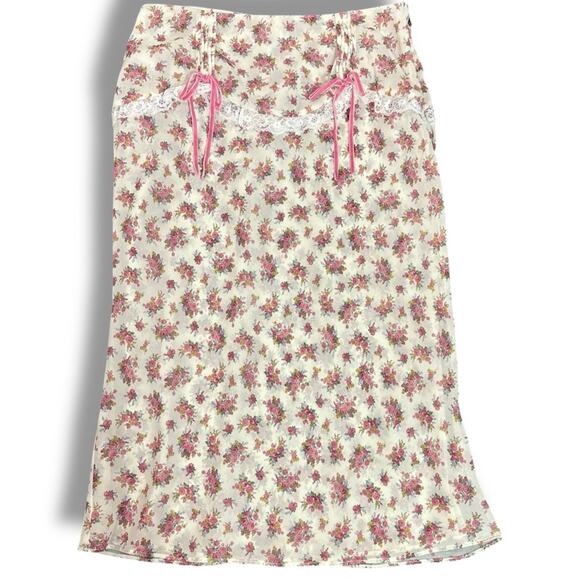 Free People For Love & Lemons Etienne Midi Skirt Small Cottage Coquette Dainty - Picture 10 of 15